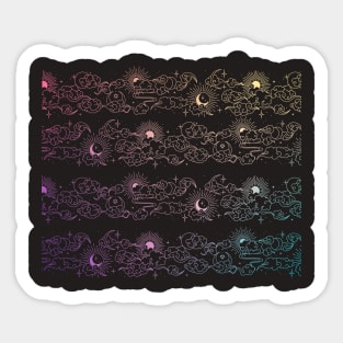 Celestial Sun and Clouds in Pastel Rainbow Sticker